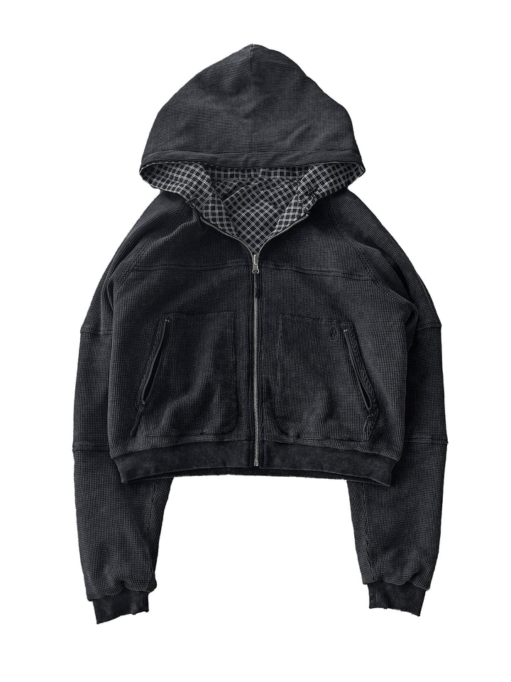 Reversible Waffle Knit Zip-Up