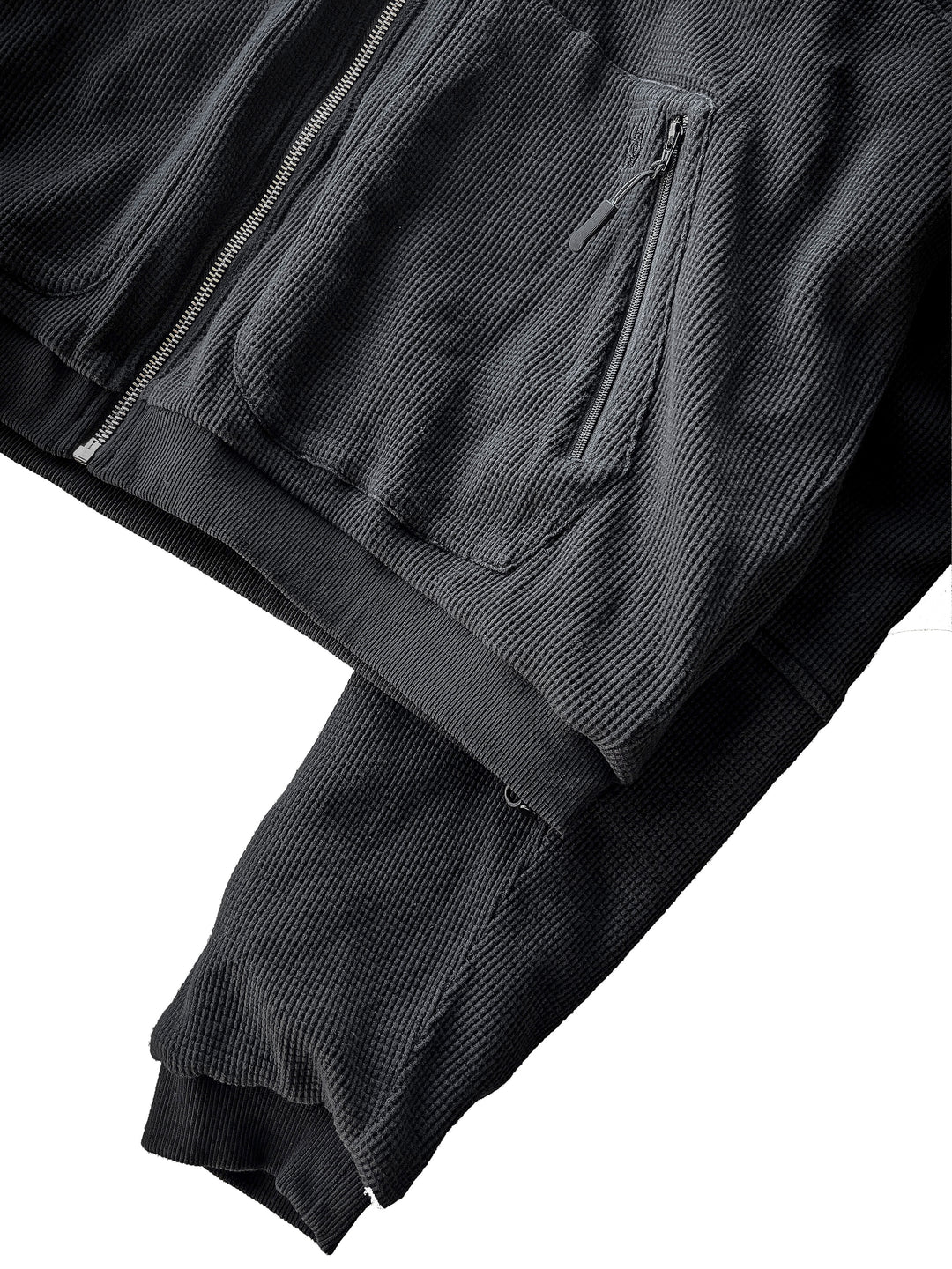 Reversible Waffle Knit Zip-Up