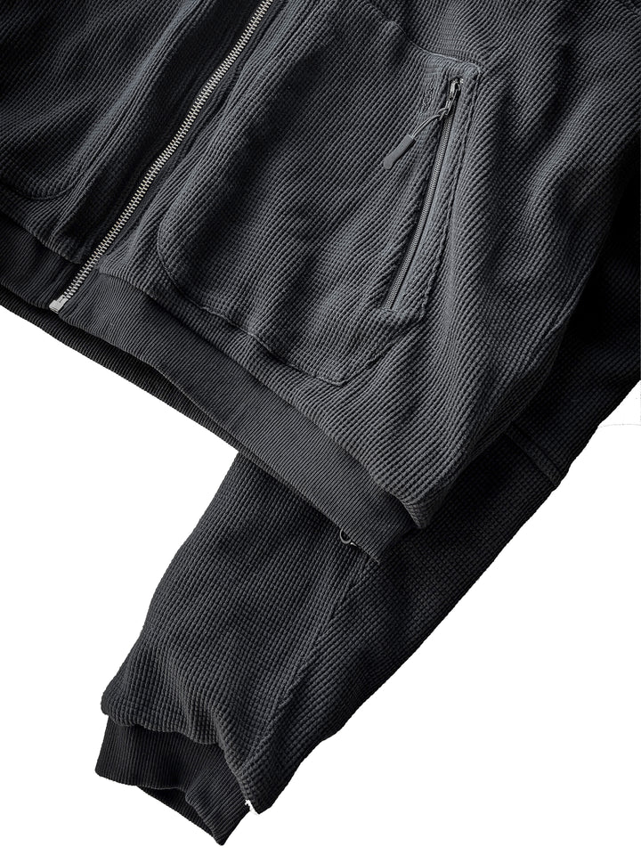 Reversible Waffle Knit Zip-Up